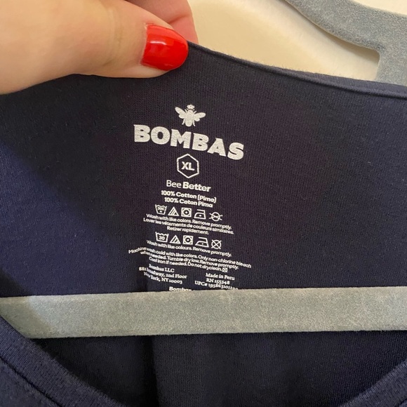 BOMBAS MENS MIDNIGHT NAVY BLUE V-NECK PIMA COTTON T-SHIRT SIZE XL - Picture 3 of 4